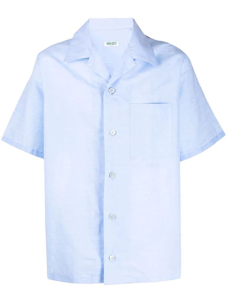 short sleeve linen-blend shirt