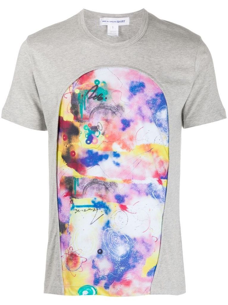 abstract-panelled coton T-shirt