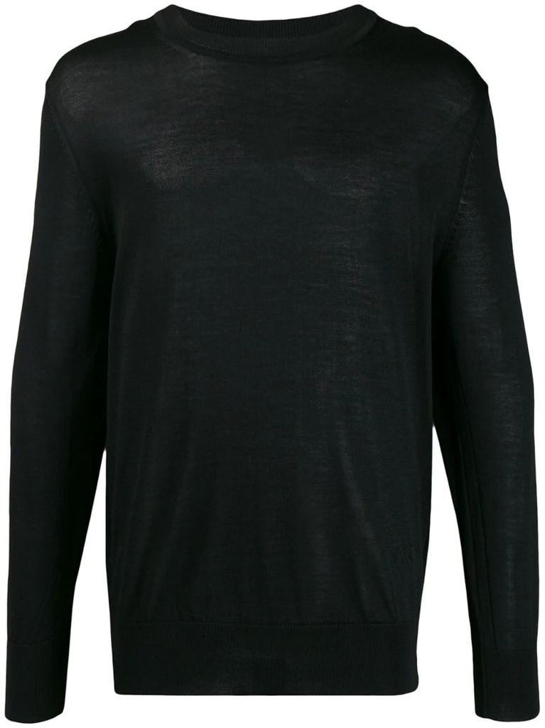 ribbed crew neck knitted jumper