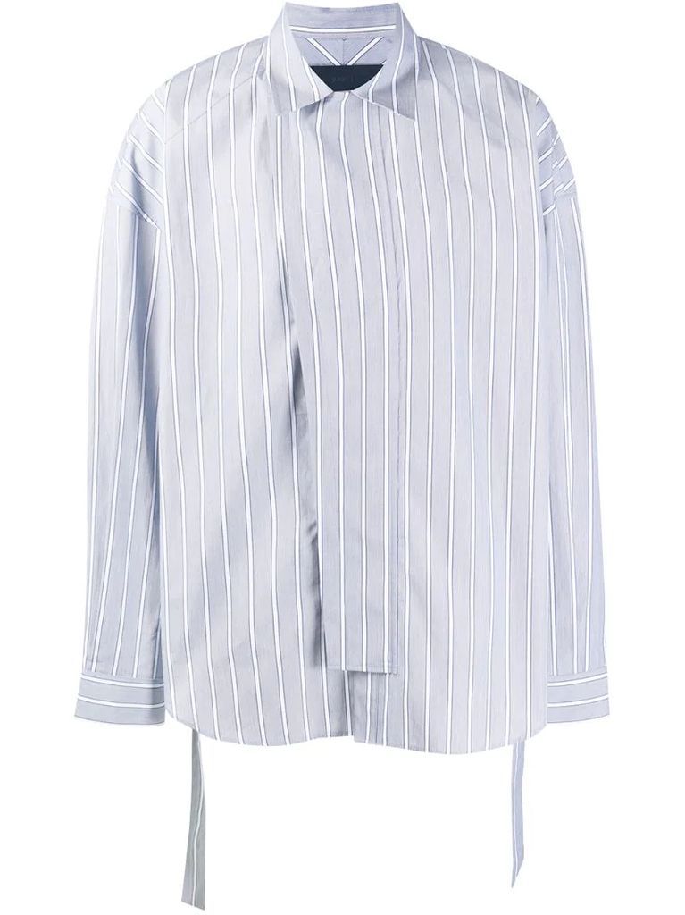 vertical striped belted shirt