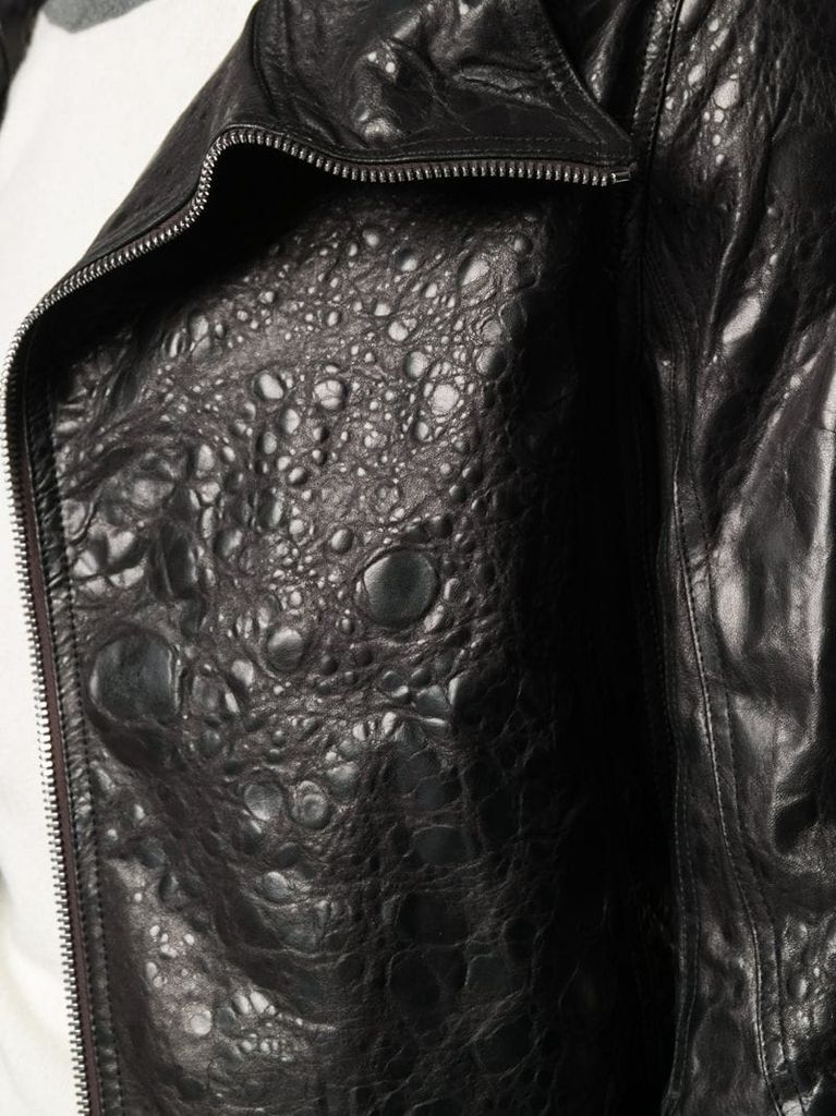 pebble effect leather jacket