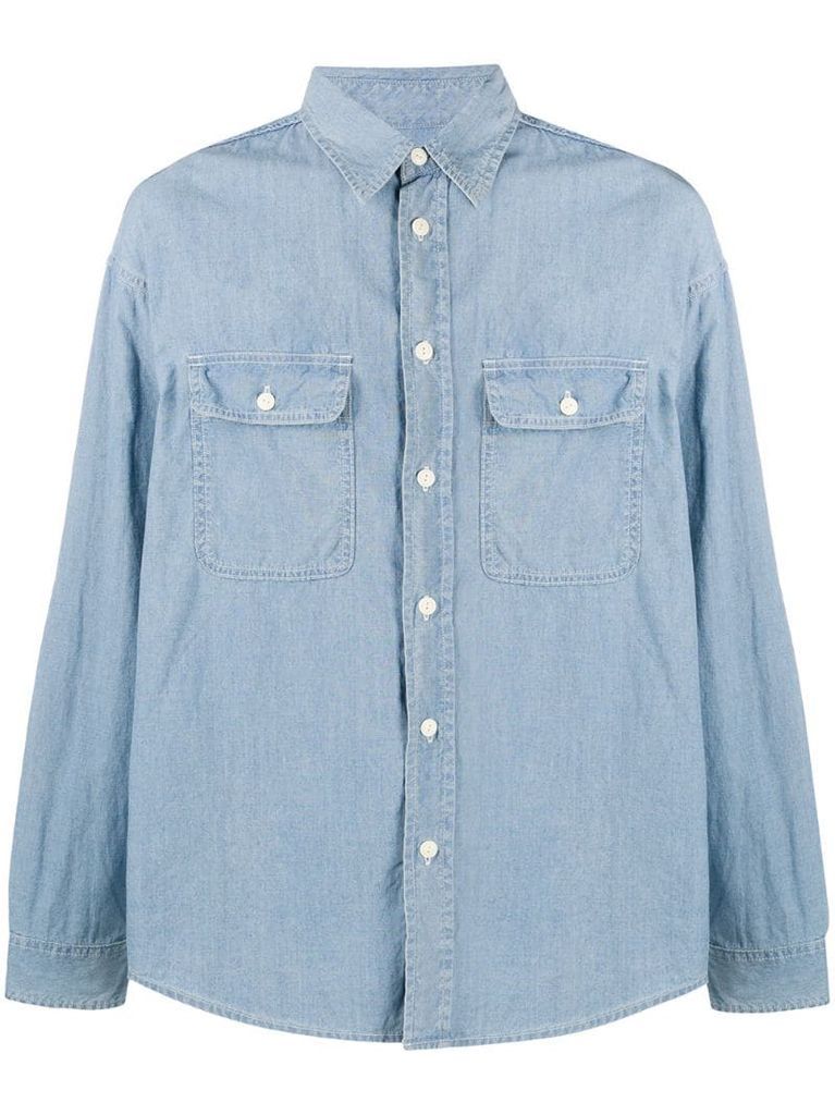elbow patch chambray shirt