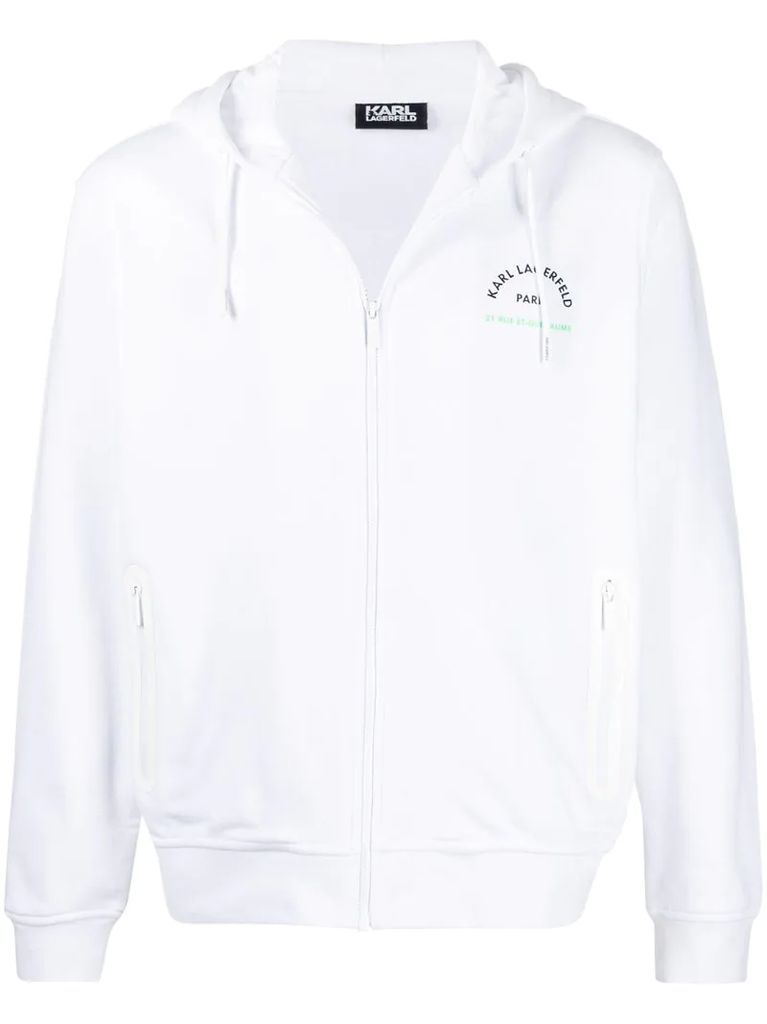 logo-print zip-up hoodie