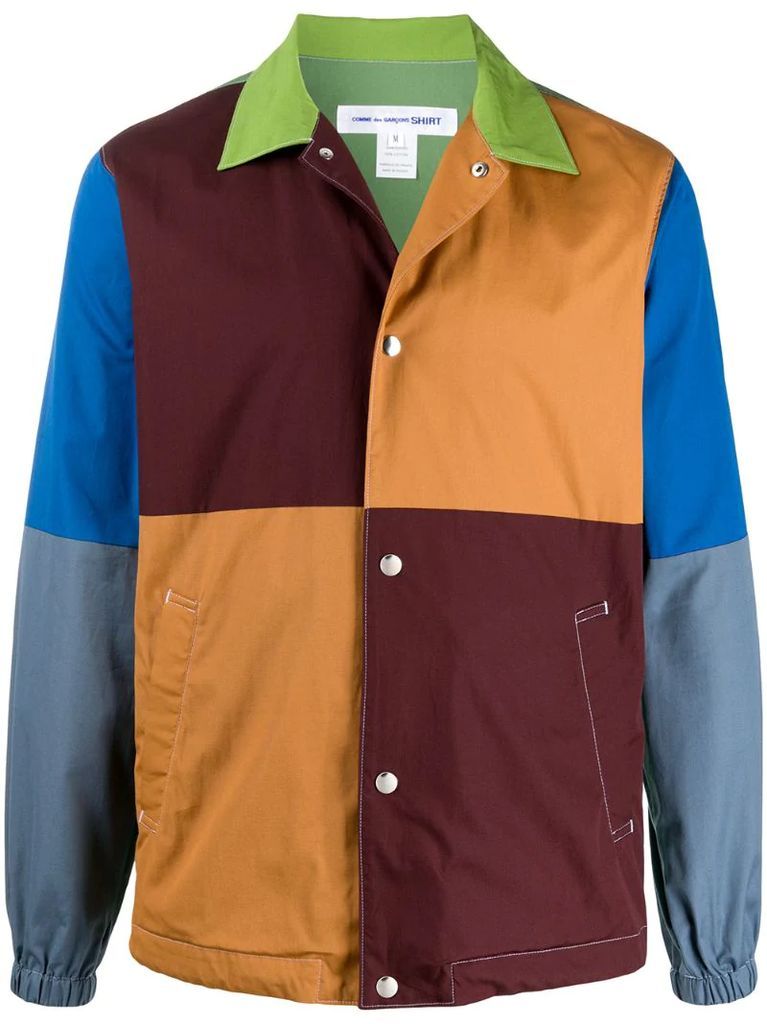 colour blocked press stud shirt jacket