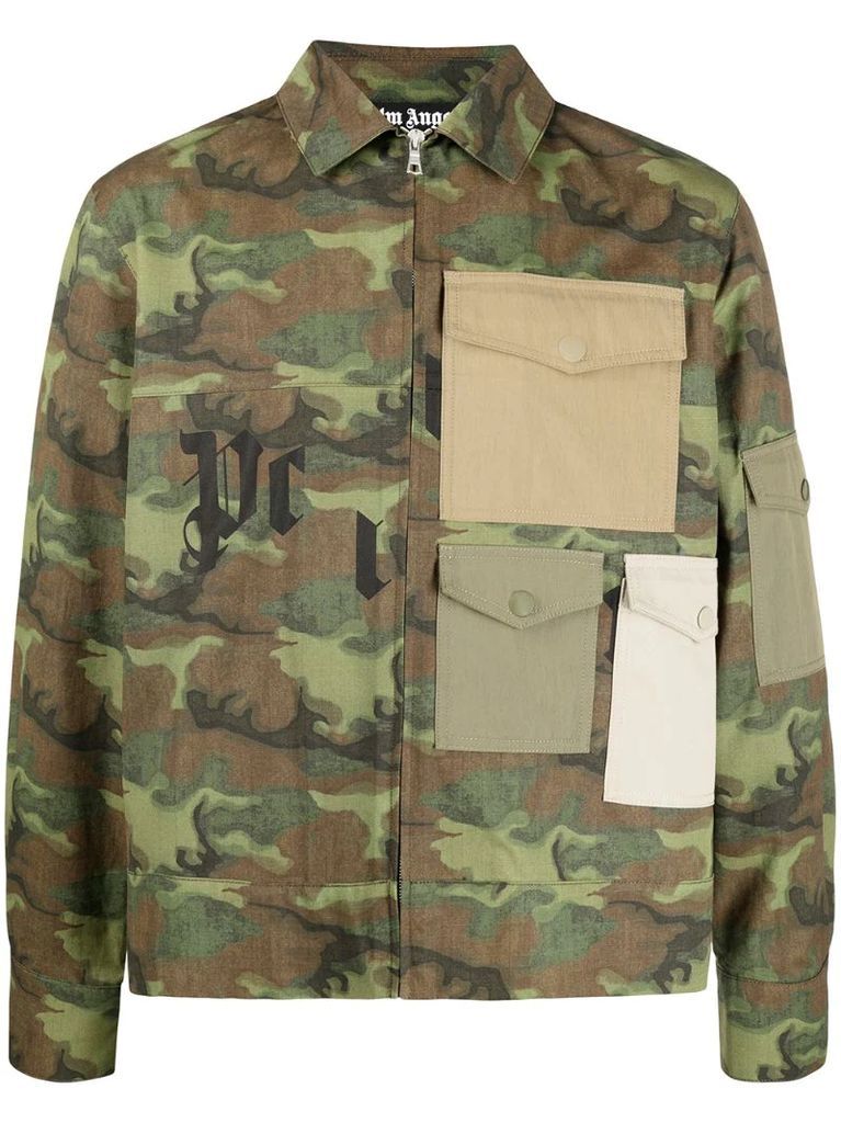 camouflage print pocket shirt