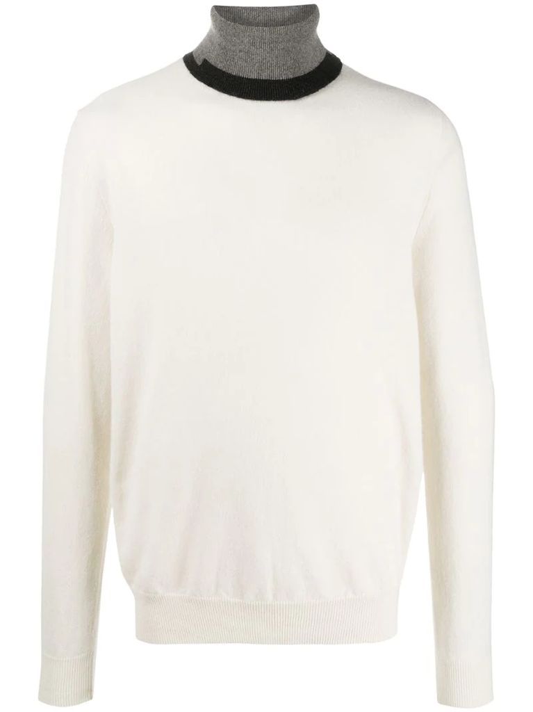 contrast collar roll-neck jumper