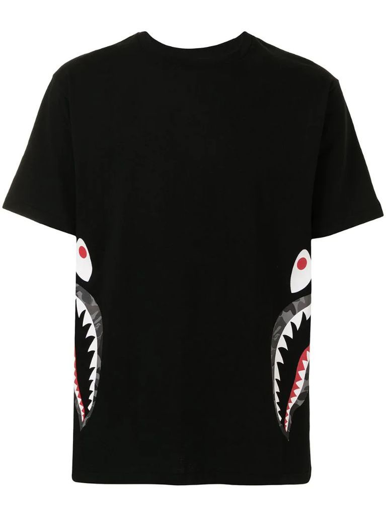 camouflage shark print cotton T-shirt