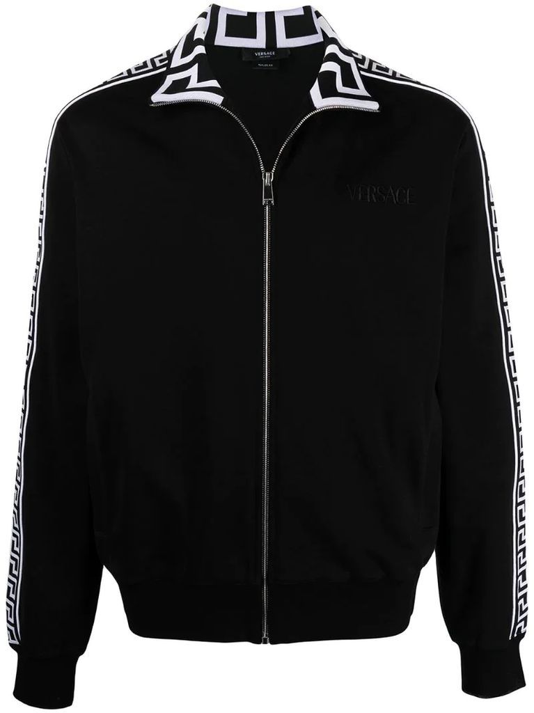 motif-print zip-fastening sweater