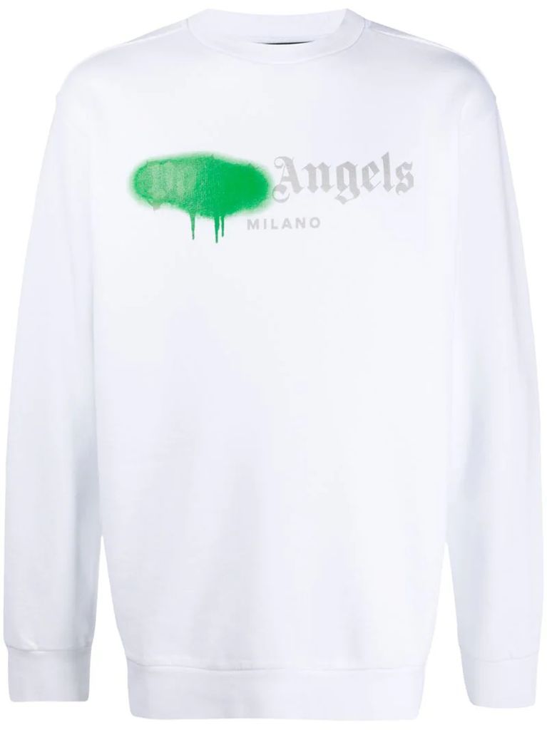 paint-detail logo-print sweatshirt
