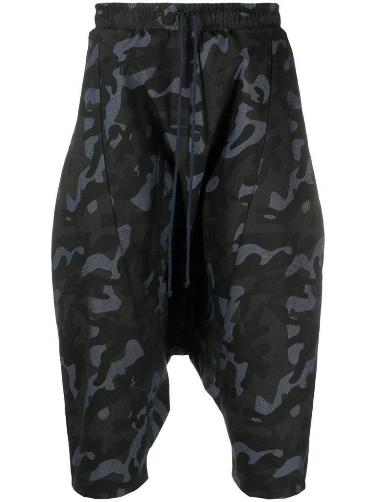 camouflage drop-crotch shorts