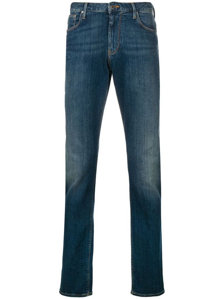 slim stonewashed jeans