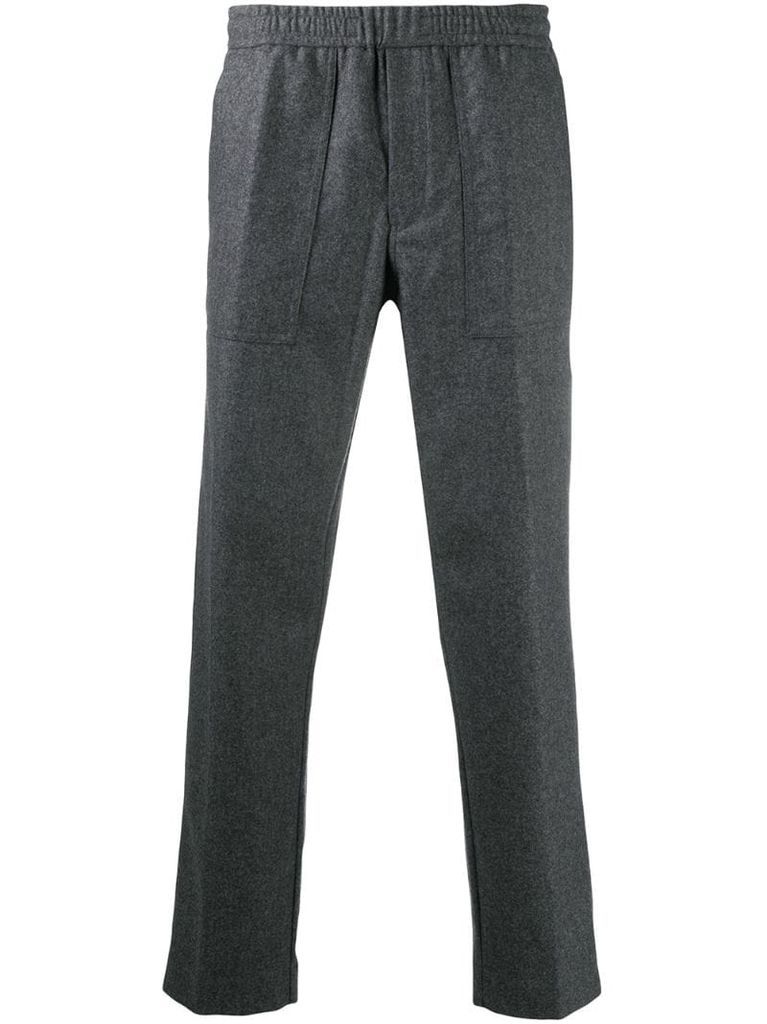 straight-leg wool trousers