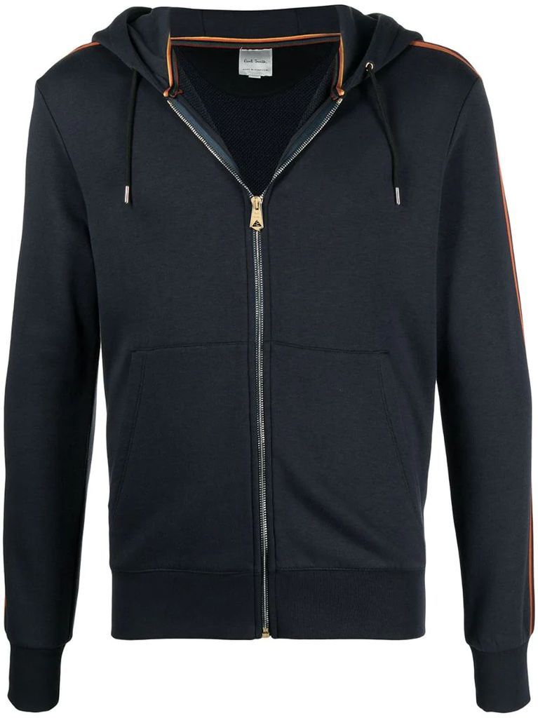side-stripe zip hoodie