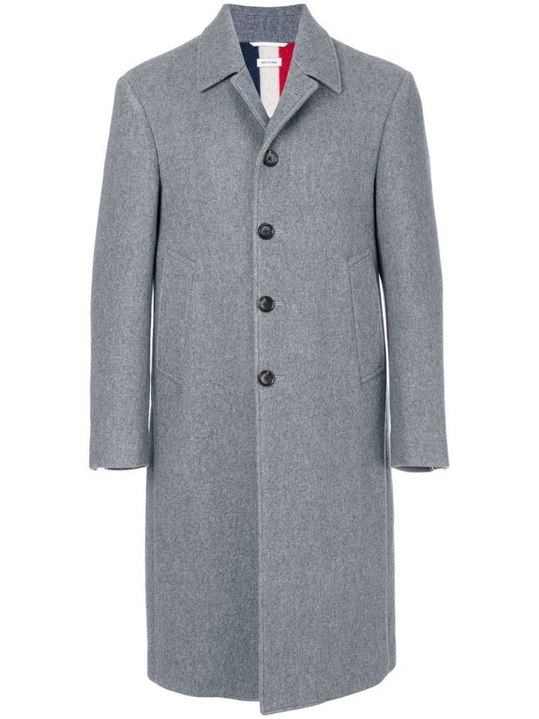 Center-Back Stripe Unconstructed Relaxed Fit Bal Collar Overcoat
