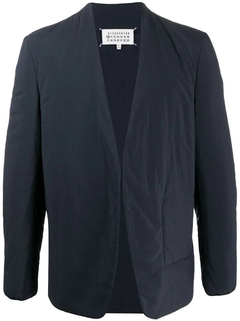 collarless long-sleeve blazer