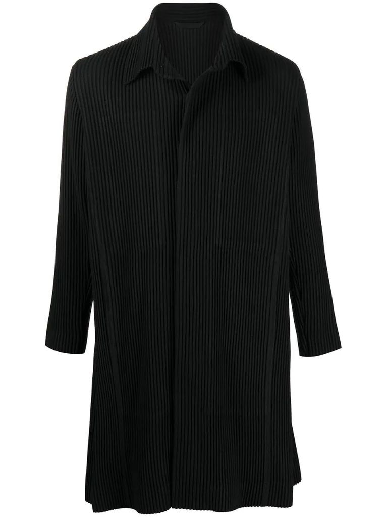 pleated button-up coat