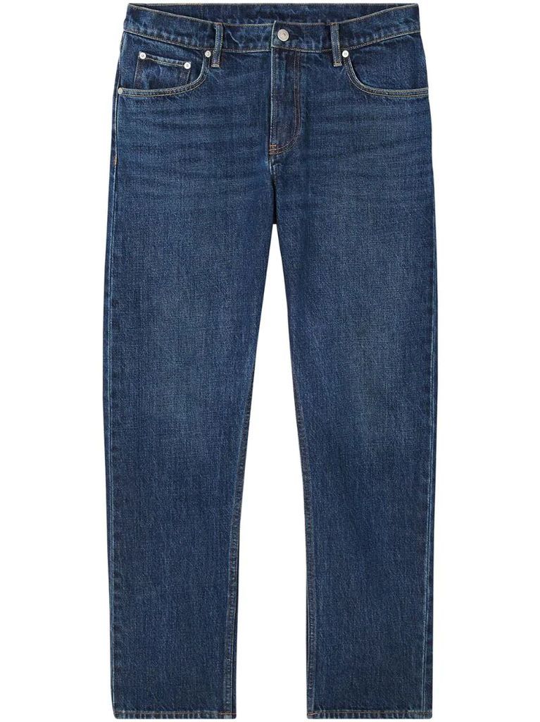 straight-fit washed jeans