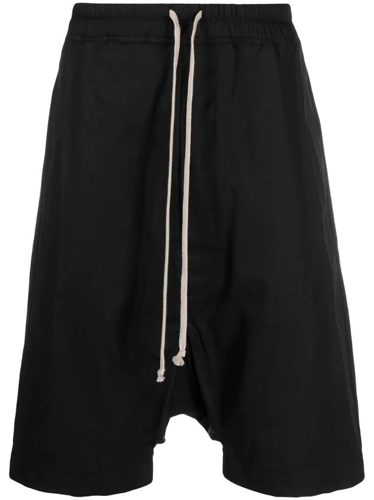 stretch-cotton drop-crotch shorts