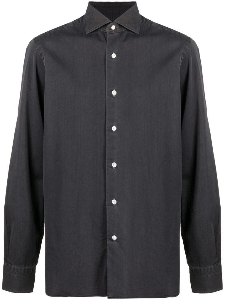 long-sleeved classic-collar shirt