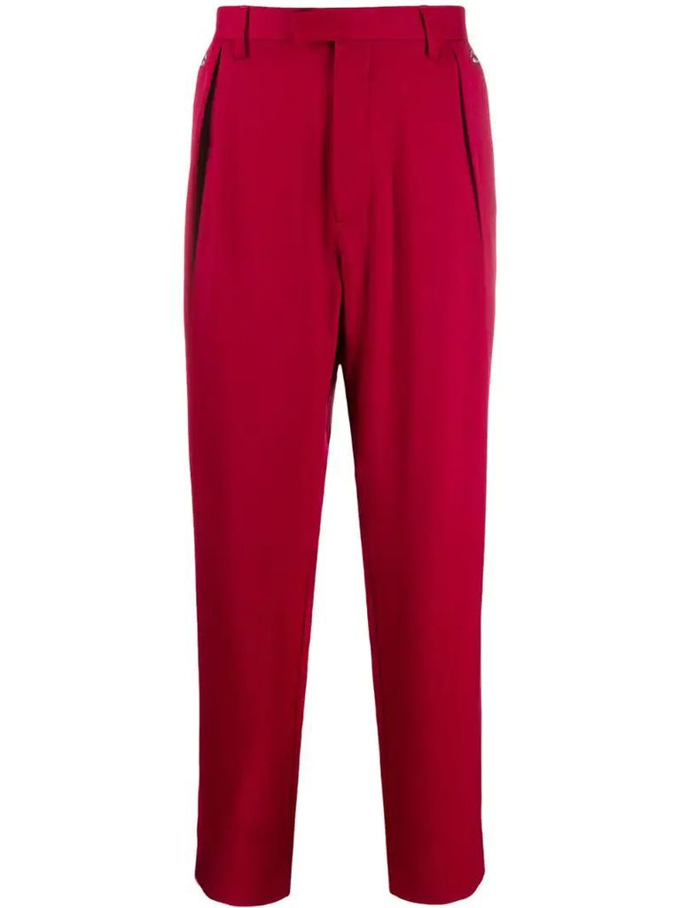 straight fit pleated waist trousers