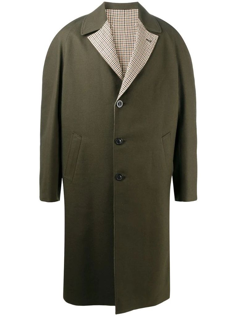 gingham check lined overcoat
