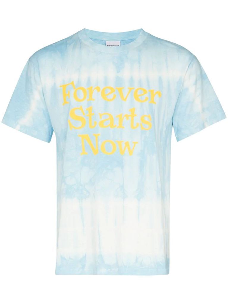 Forever Starts Now printed tie-dye T-shirt