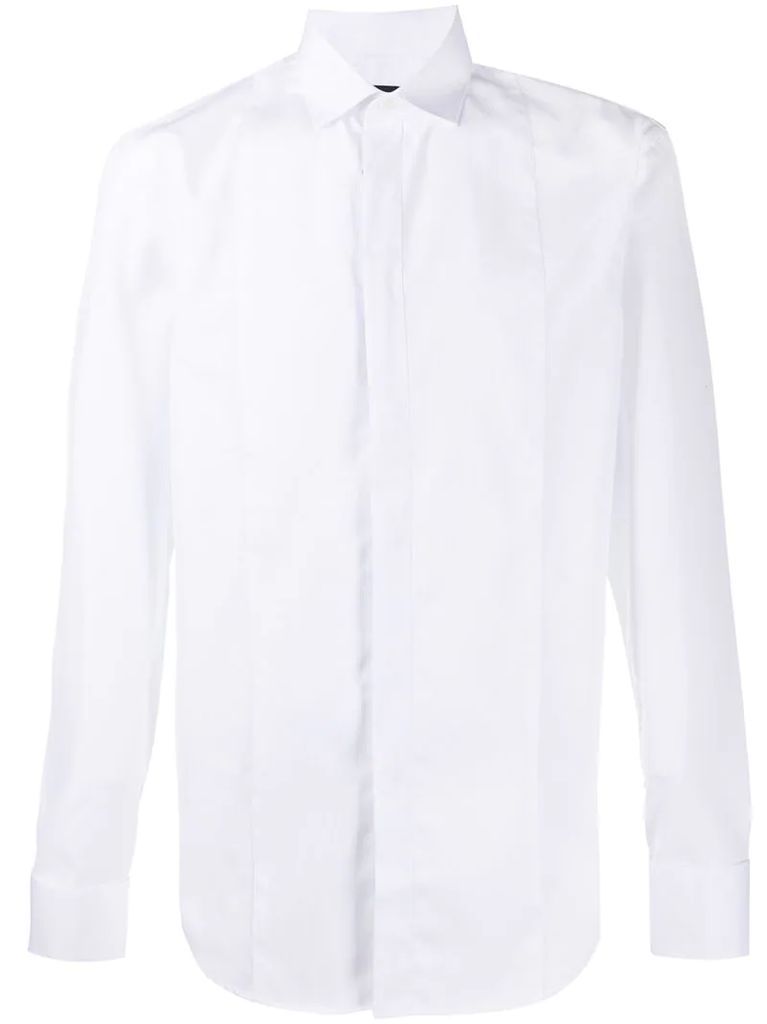 long sleeve concealed button shirt
