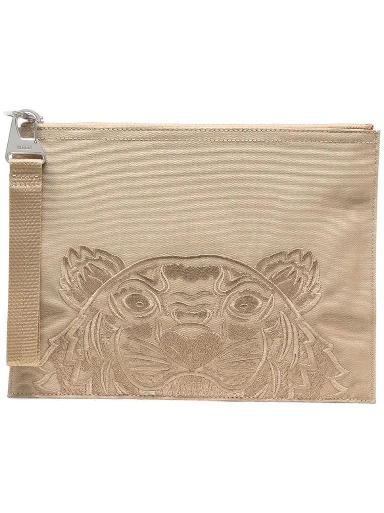 Tiger-motif clutch bag
