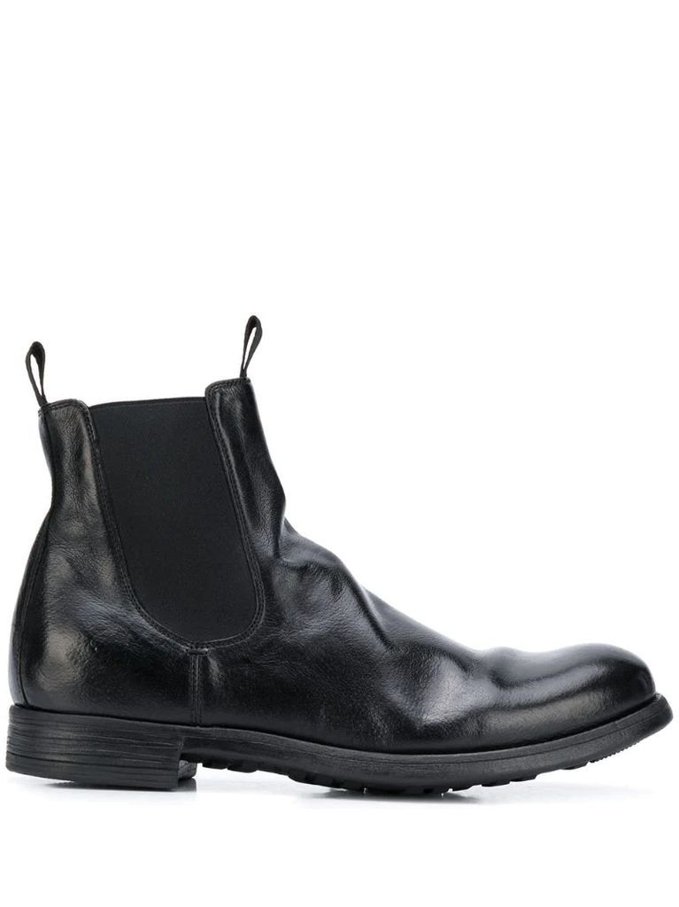creased leather ankle boots