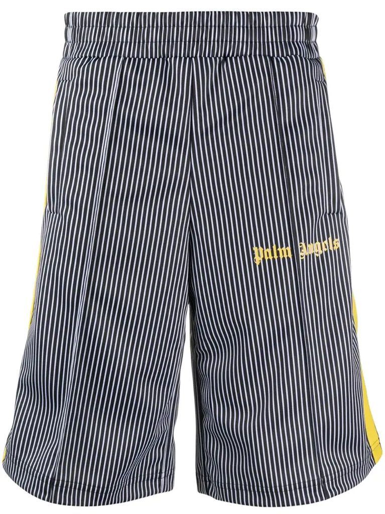 logo-print striped track shorts