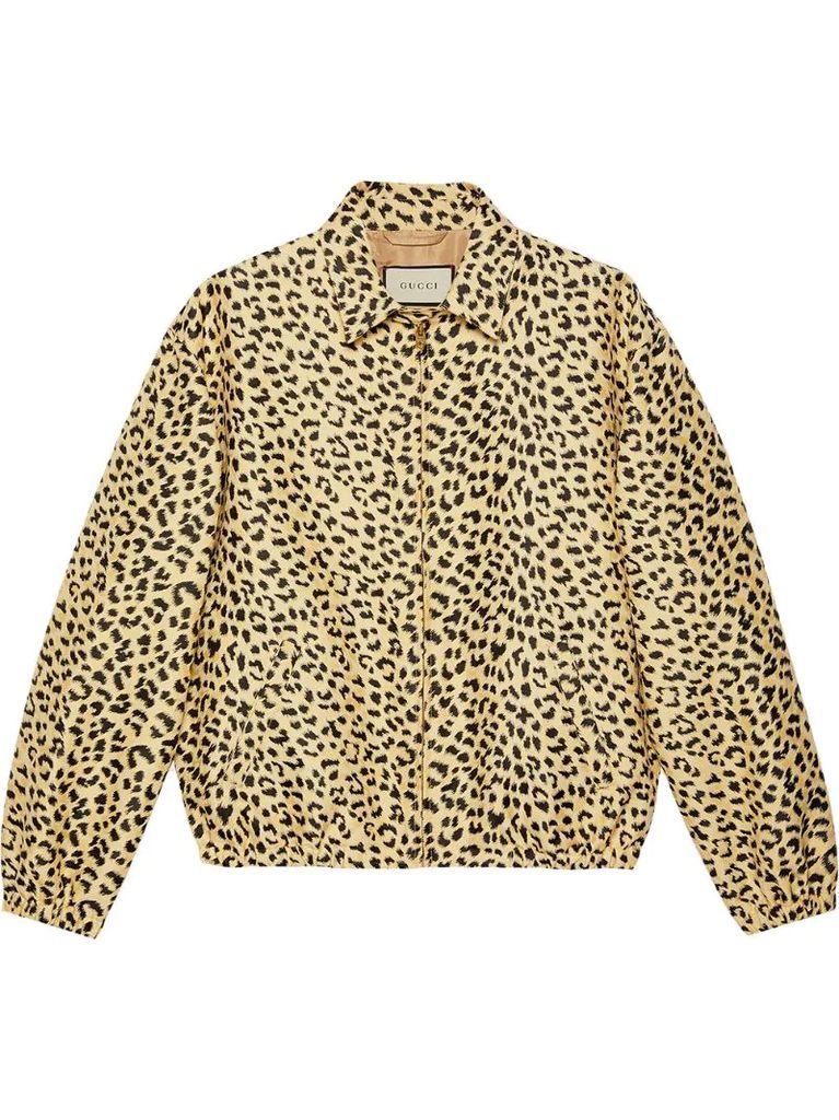 leopard-pattern jacquard jacket