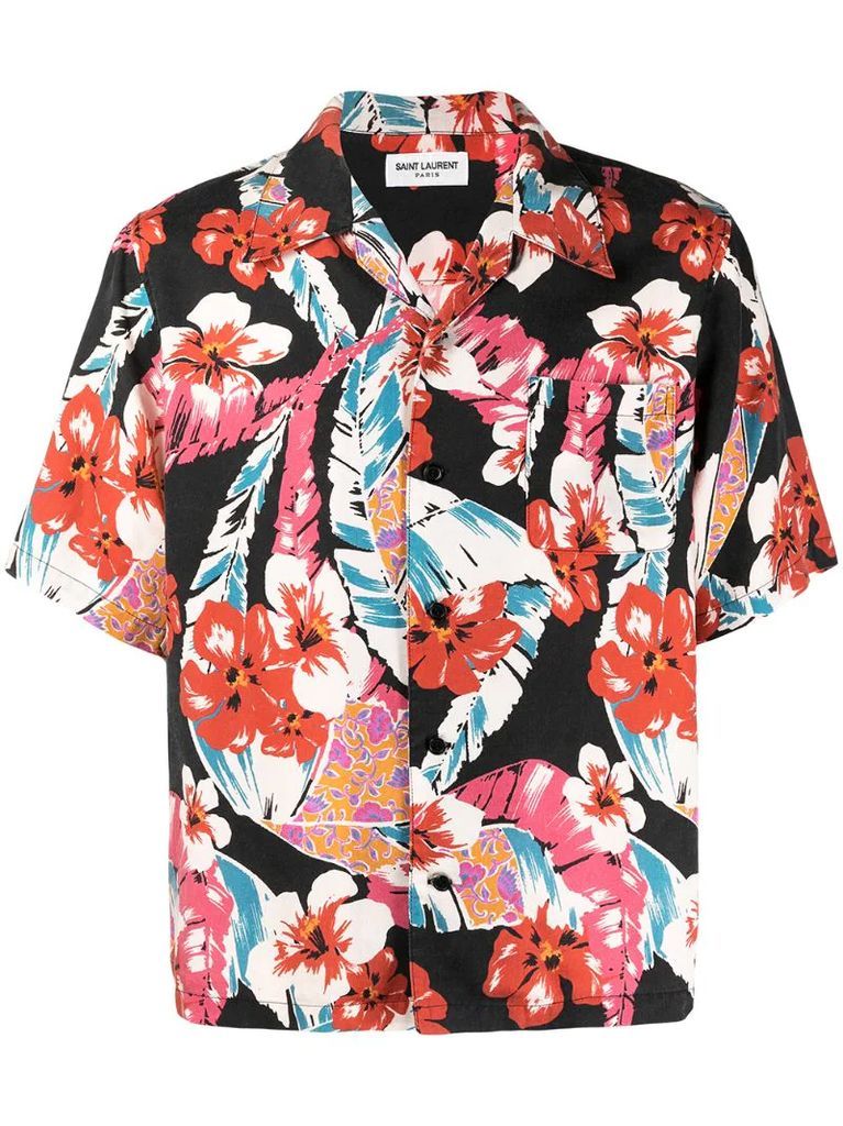 Hawaiian print short-sleeve shirt