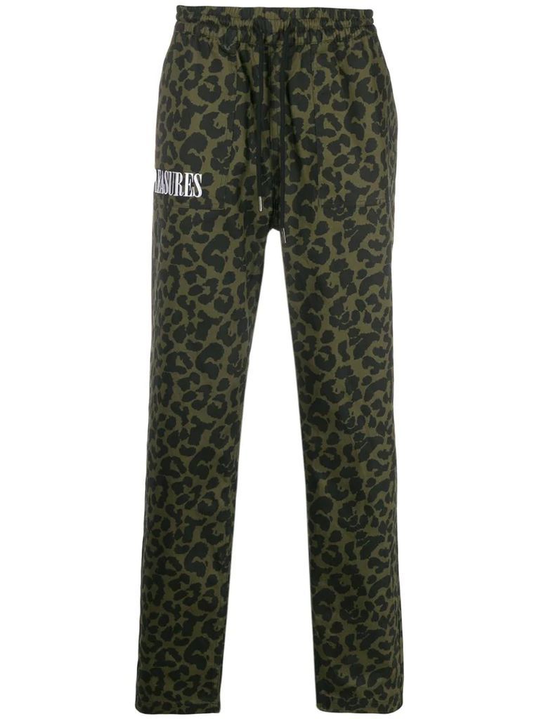 leopard print drawstring trousers