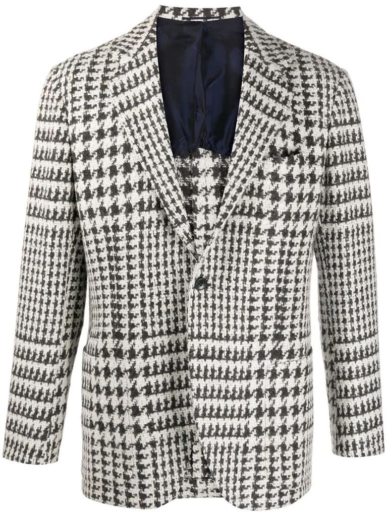 houndstooth cashmere-blend blazer