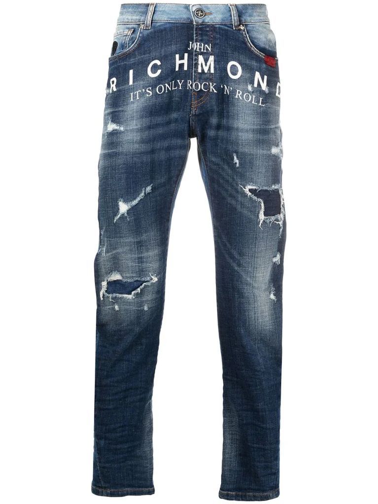 Mick distressed two-tone jeans