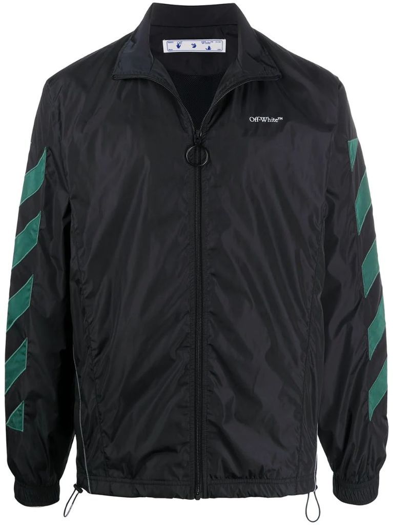 diagonal stripe zip-up jacket