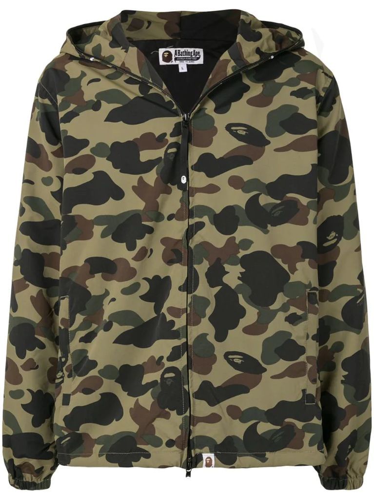 camouflage print hooded jacket