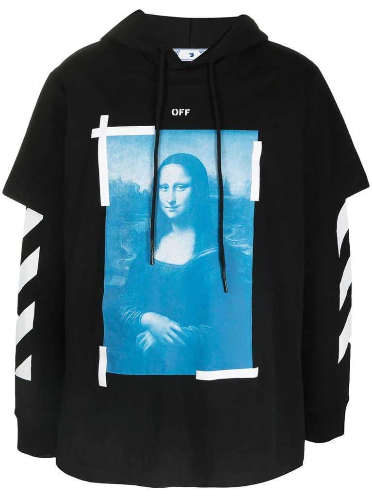 graphic-print layered hoodie