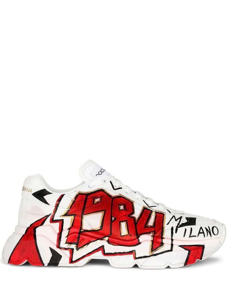 graffiti print chunky sneakers