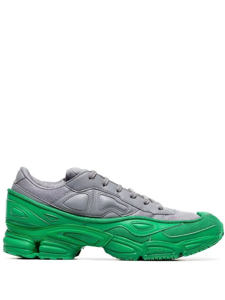 green and grey Ozweego leather sneakers