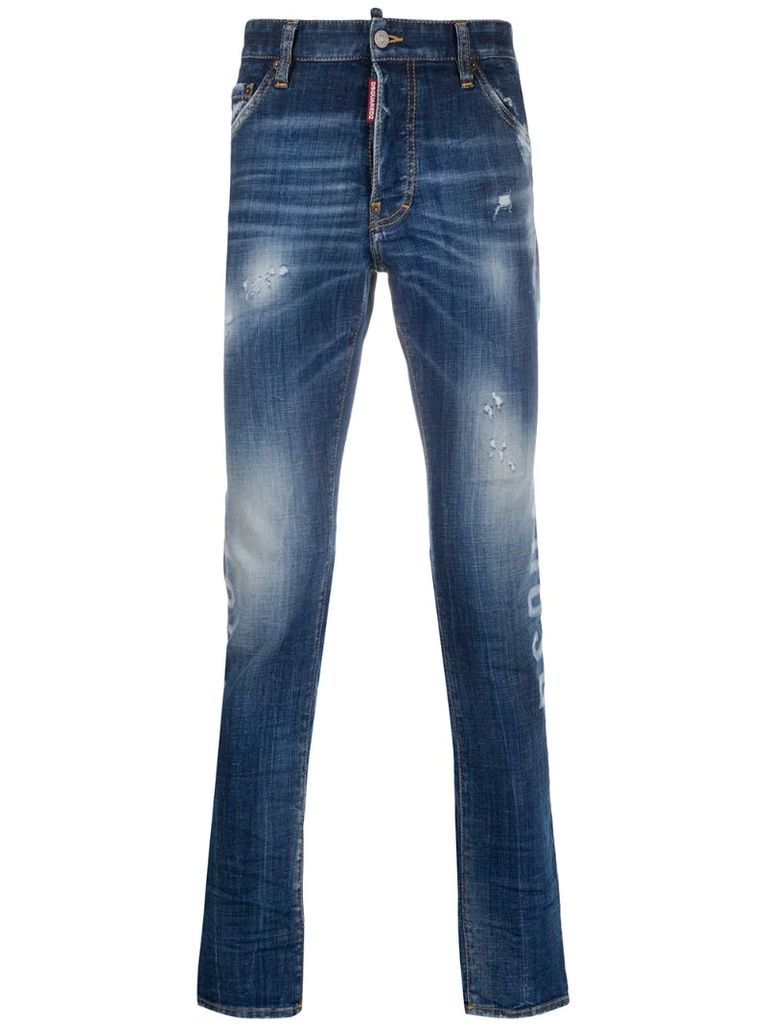 stenciled-print skinny jeans