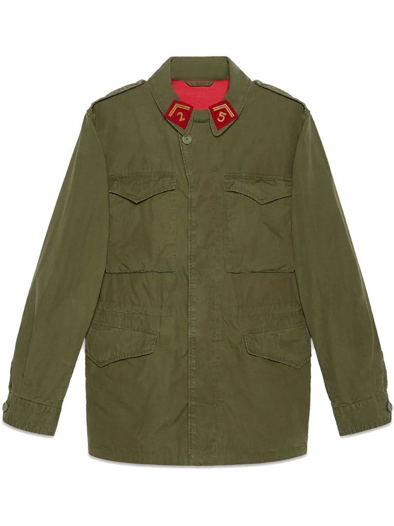 Coated parka with Gucci logo