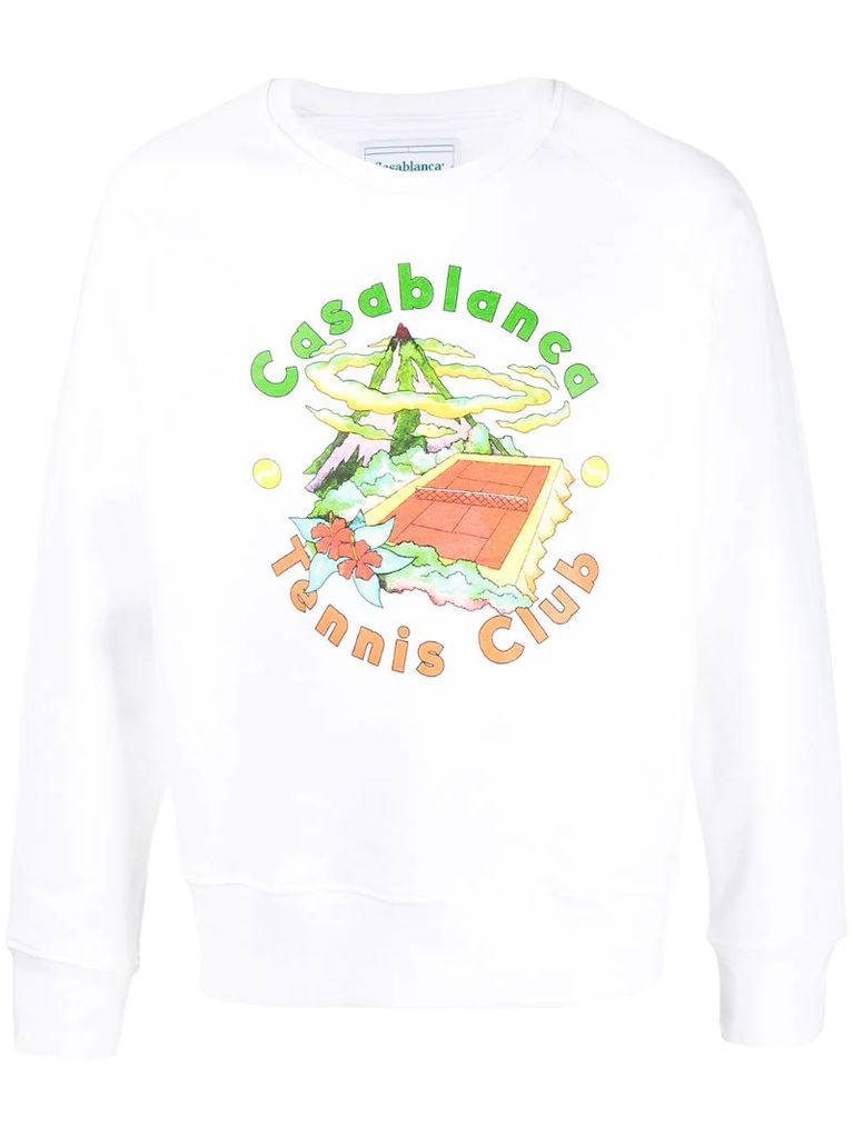 tennis club-print sweatshirt