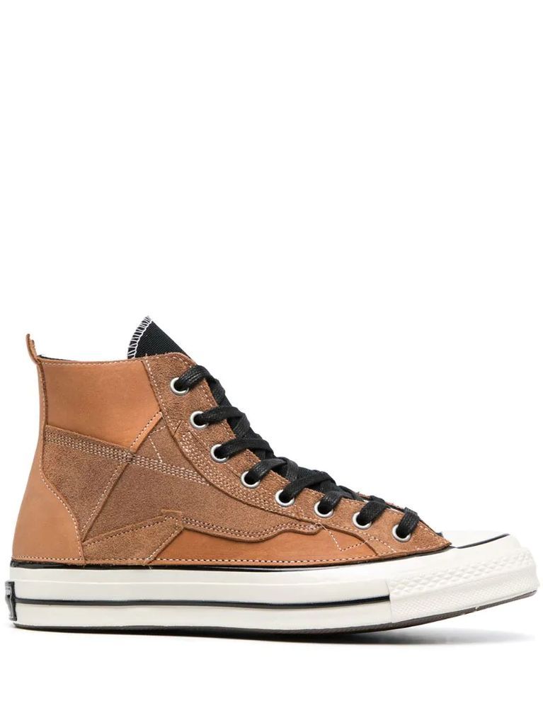 contrasting laces hi-top sneakers