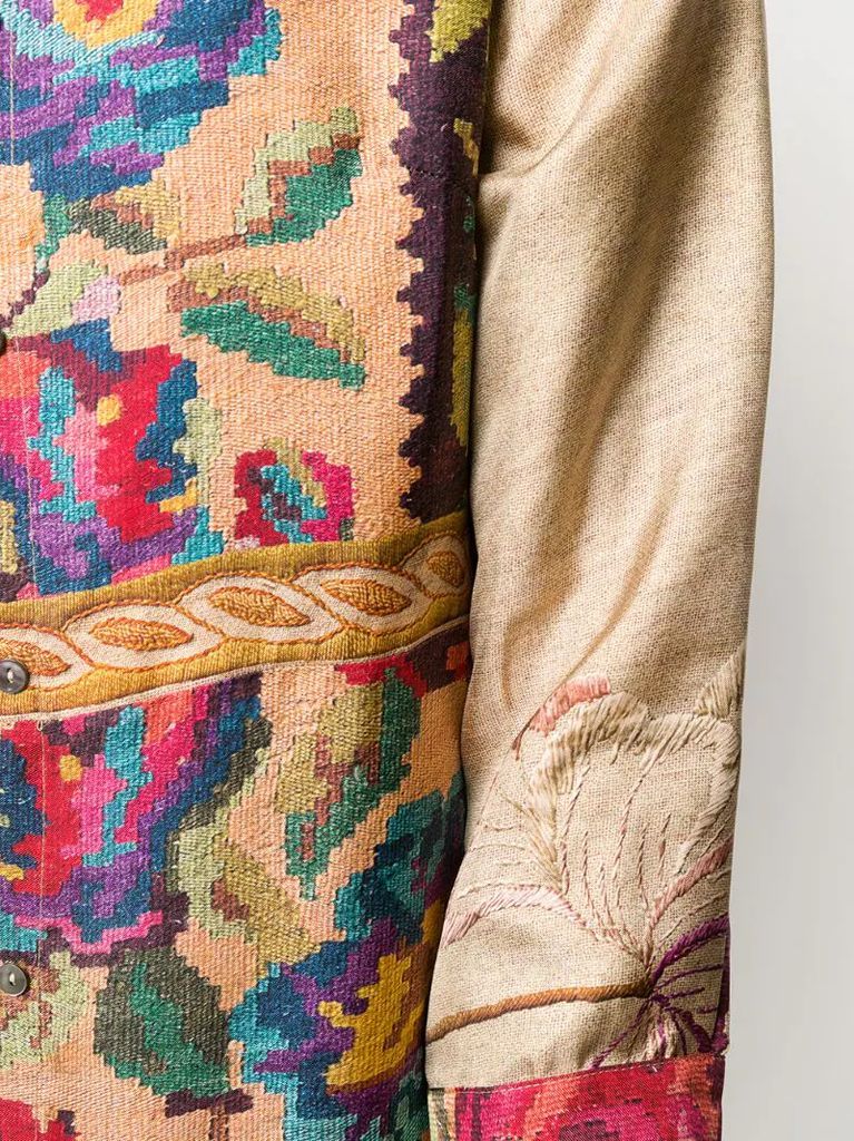 Aloe/S mixed-pattern silk coat