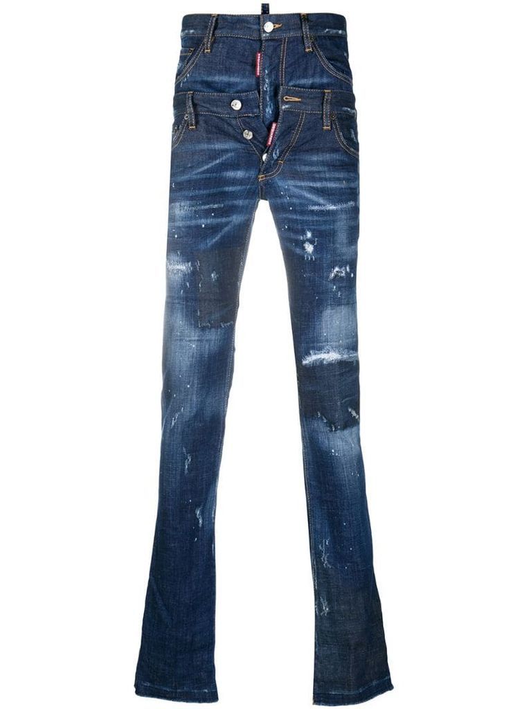 double waistband skinny jeans