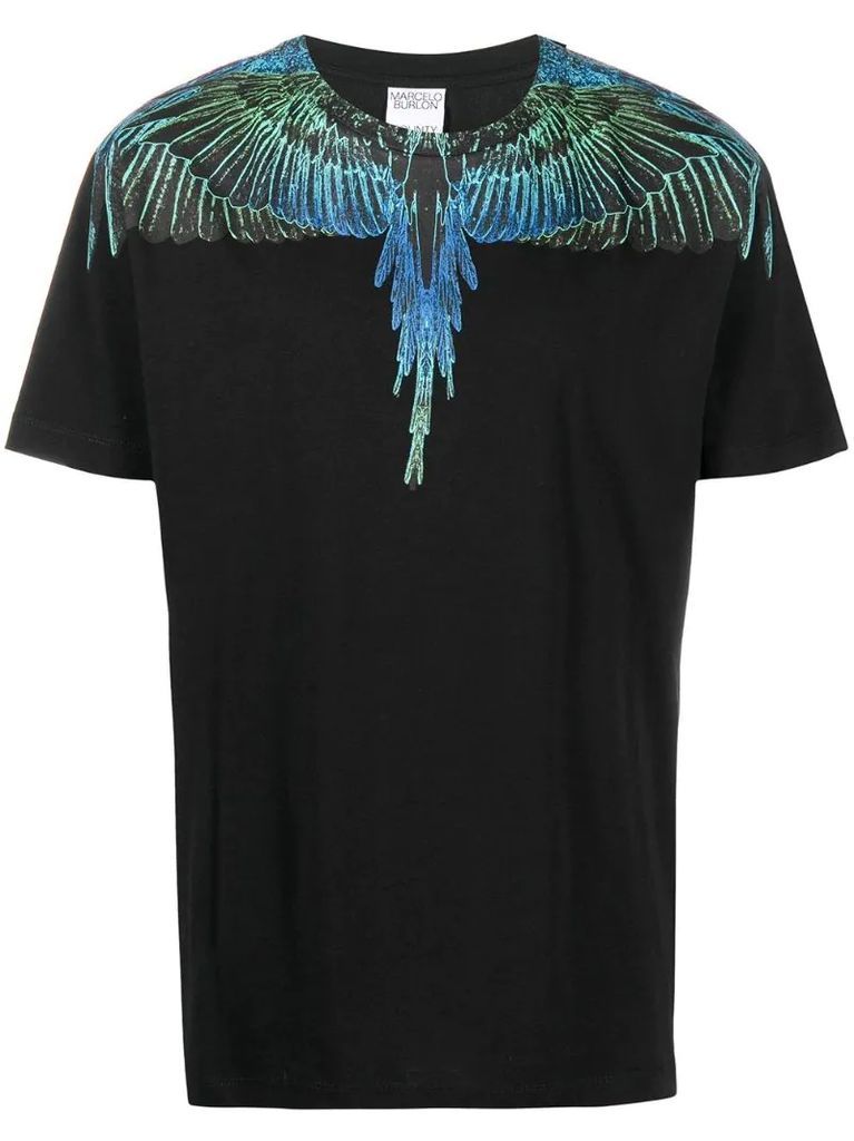 Wings-print crew neck T-shirt
