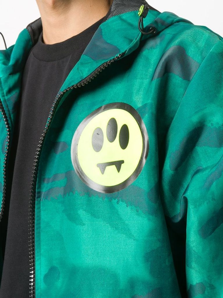smiley-print hooded jacket