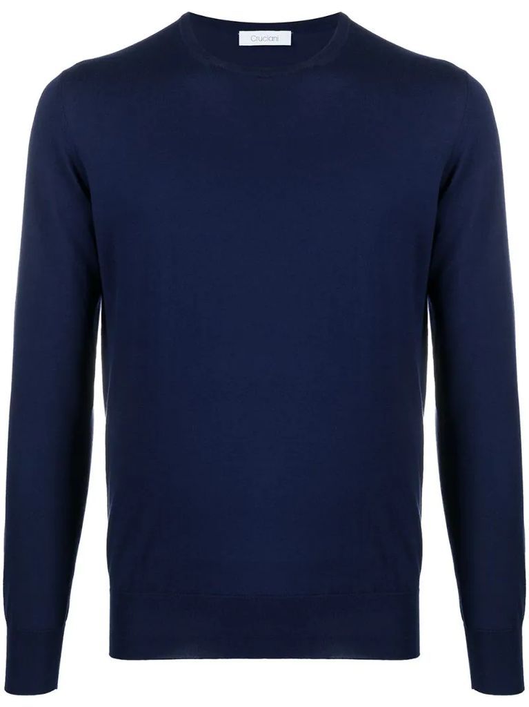 crew-neck fitted jumper