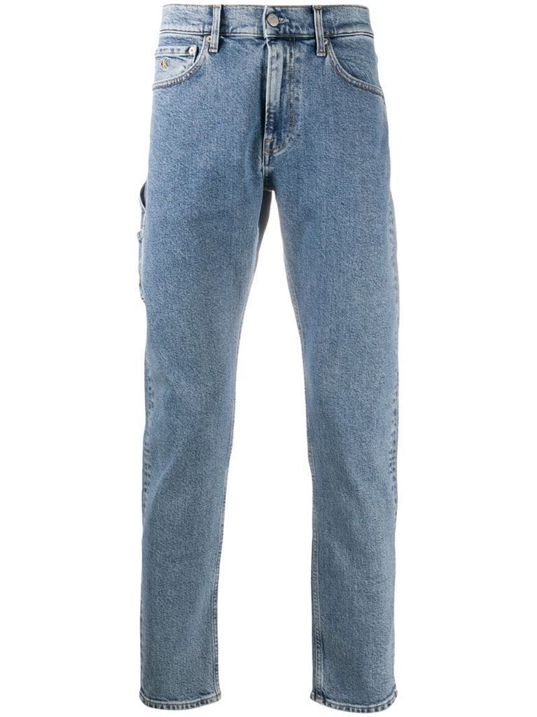 cargo pocket straight-leg jeans